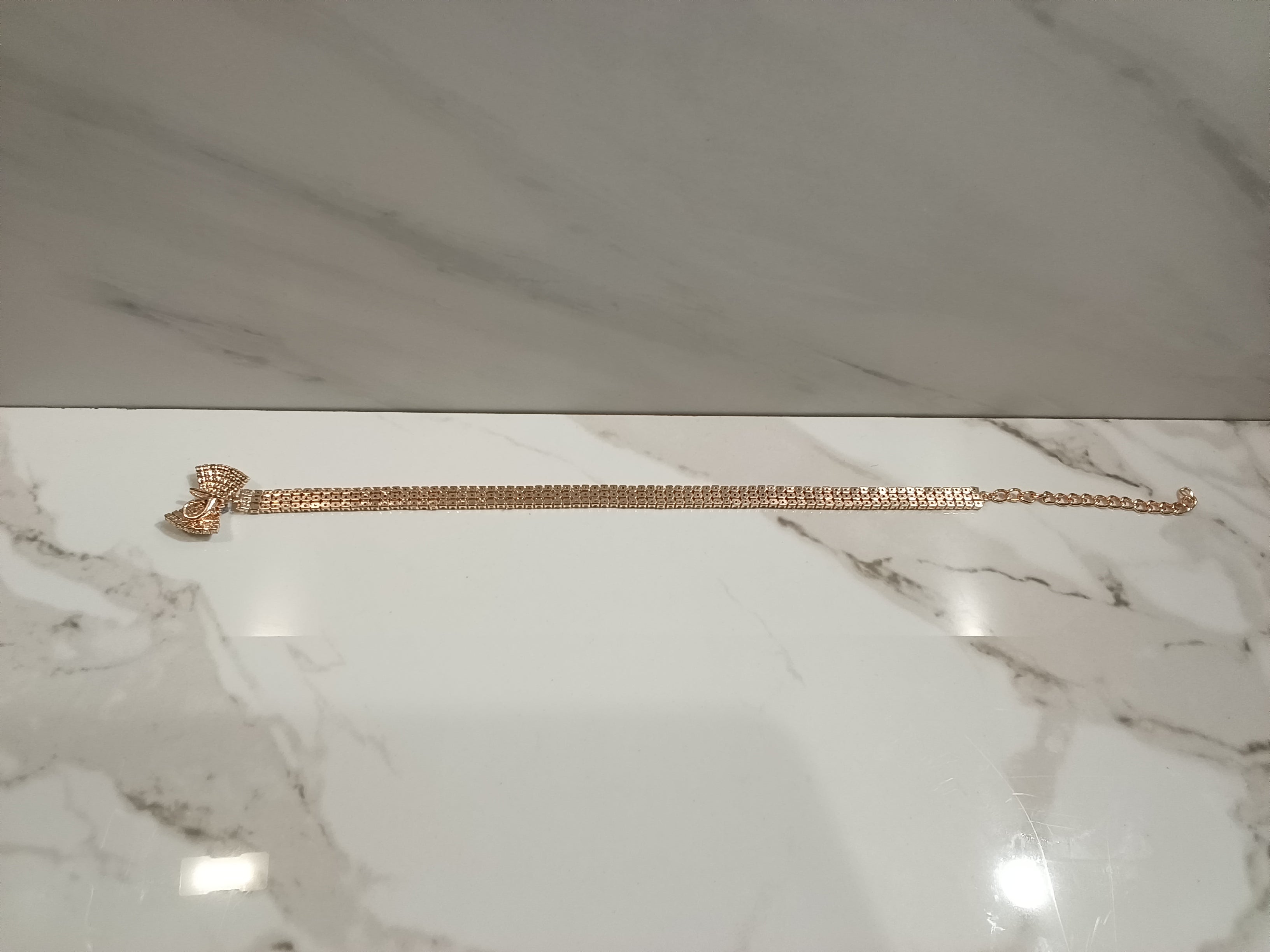Rose Gold Crystal Bling Bow Dog Collar Chain