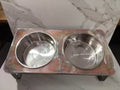 Handcrafted Neutral Rose Gold Glitter Epoxy Elevated Dog Bowl Feeding Station | 15" x 7"