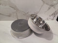 Handcrafted White Marble Epoxy Dog Bowl Set
