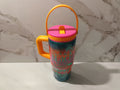 Beach Vibes Glitter Tumbler with Handle & Lid