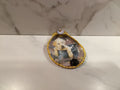 Puppy in a Bucket Oyster Shell Dish with Gold Trim