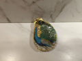 Peacock Oyster Shell Dish with Gold Trim & Iridescent Bead Accents