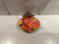 Red Poppy Bouquet Oyster Shell Dish with Gold Trim & Ruby Filigree Clasp