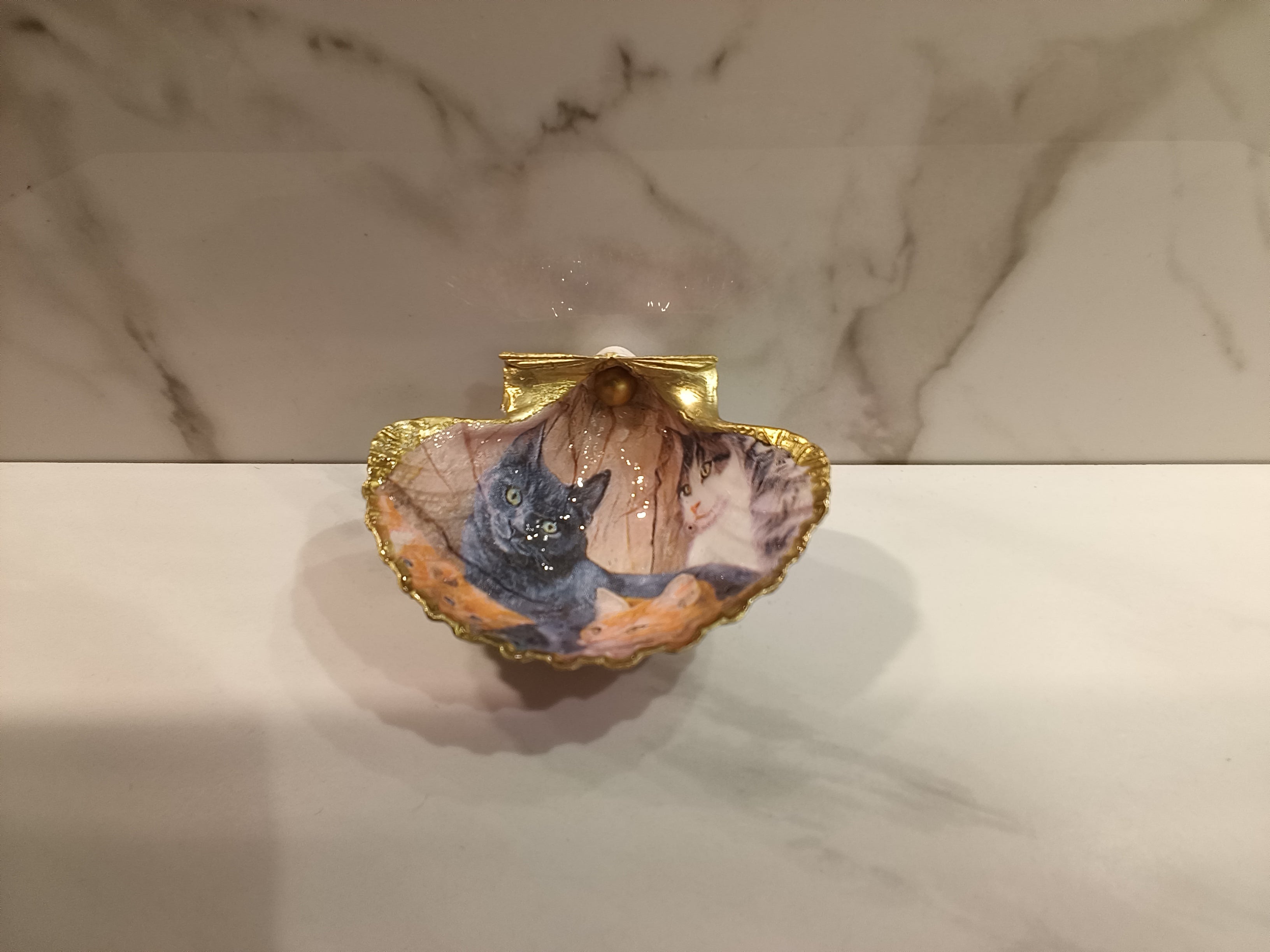 Cat Portrait Oyster Shell Dish
