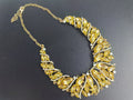 Poodle Collection – Gold Crystal Leaf Statement Necklace
