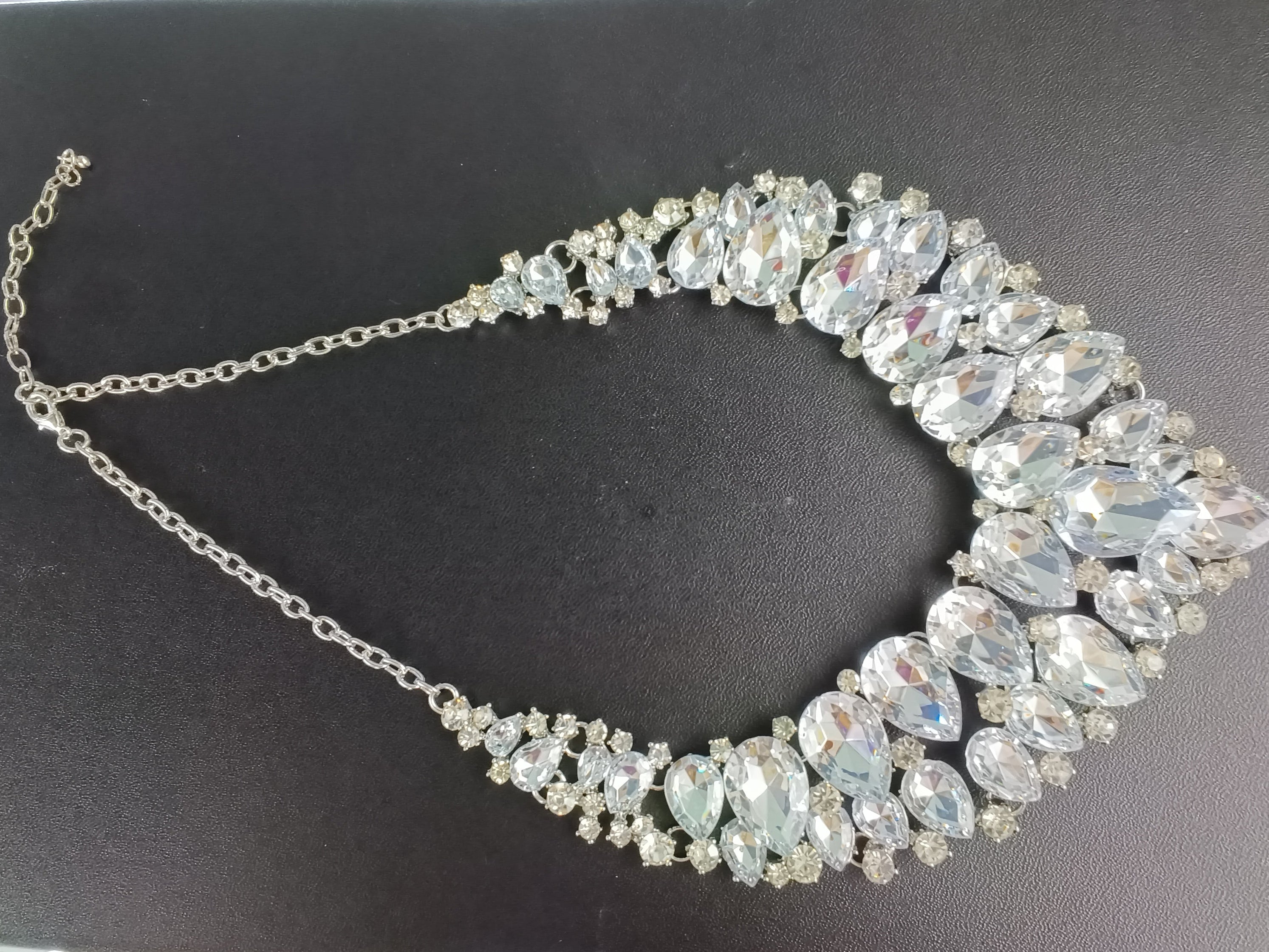 Poodle Collection – Silver Crystal Cluster Statement Necklace