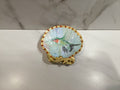 Hummingbird Iridescent Scallop Shell Art Dish with Stand
