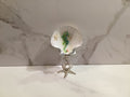 Seahorse & Starfish Scallop Shell Art Dish with Silver Starfish Stand