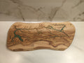 Fractal Lightning Burned Wood Charcuterie Board with Teal Resin