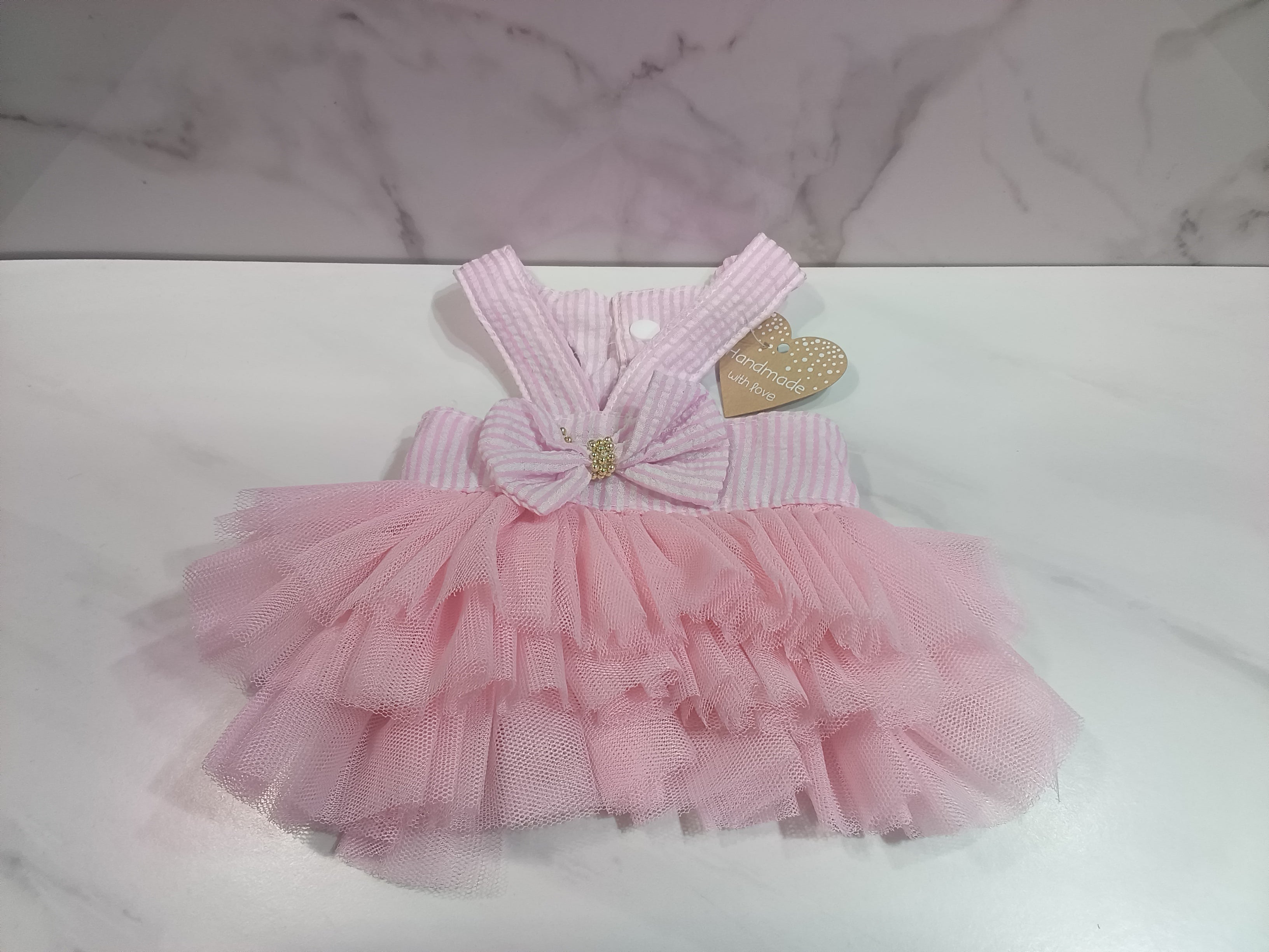 Pink Striped Tutu Dog Dress - Handmade with Love