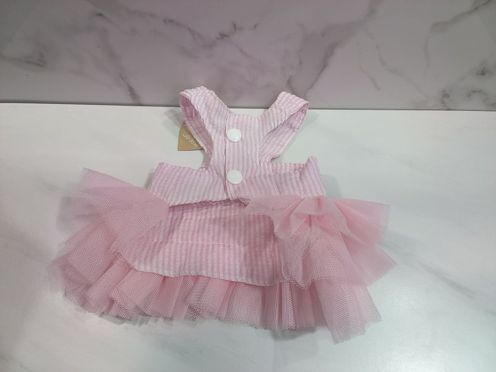 Pink Striped Tutu Dog Dress - Handmade with Love