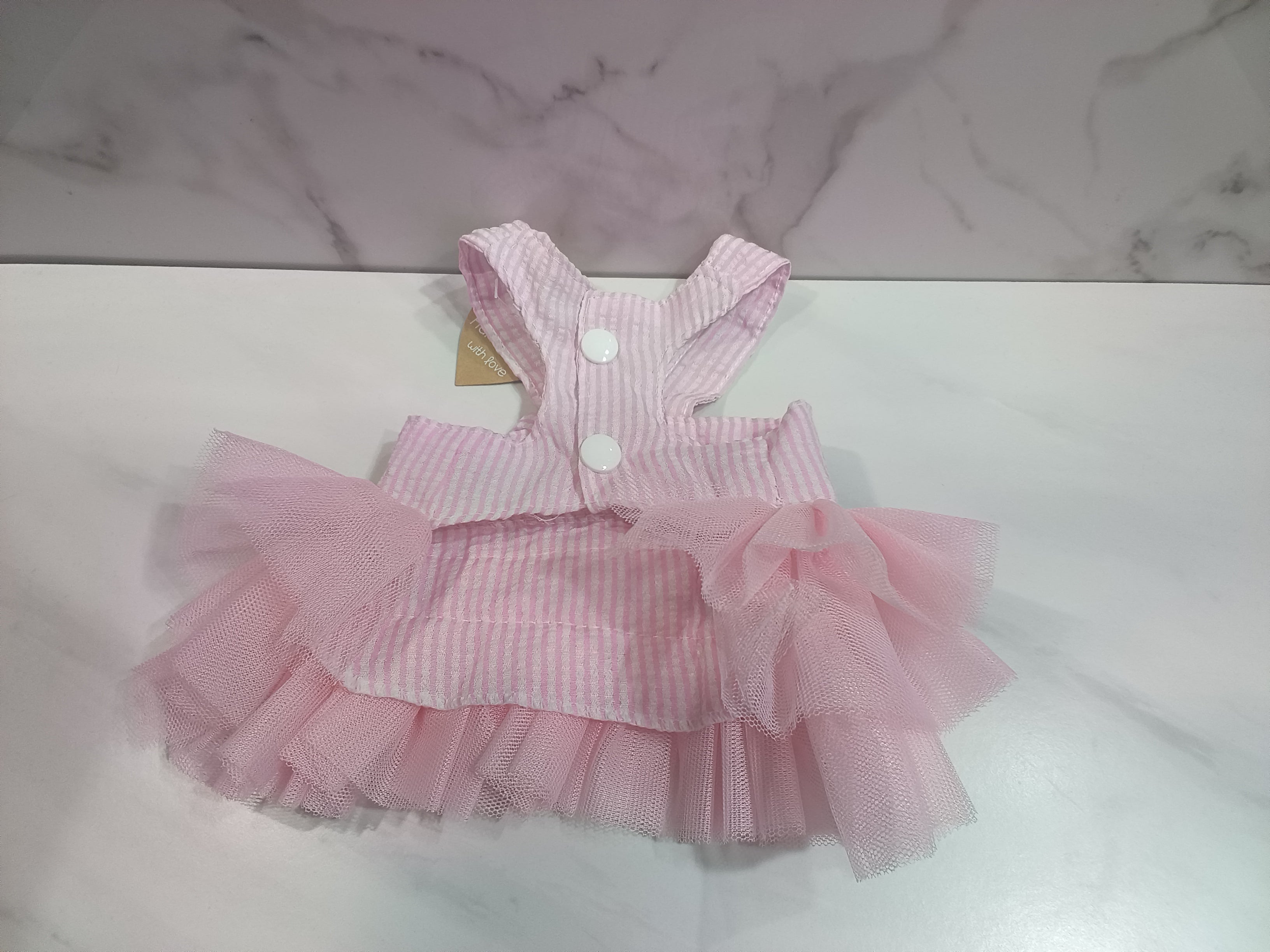 Pink Striped Tutu Dog Dress - Handmade with Love