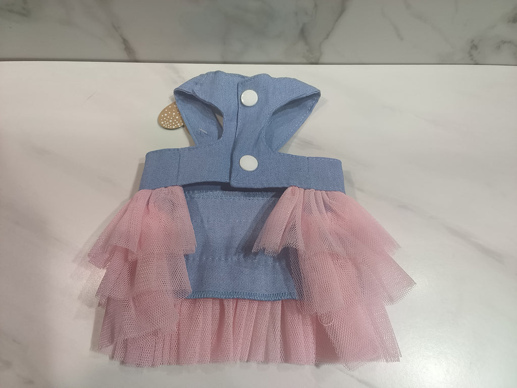 Blue & Pink Tutu Dog Dress - Handmade with Love